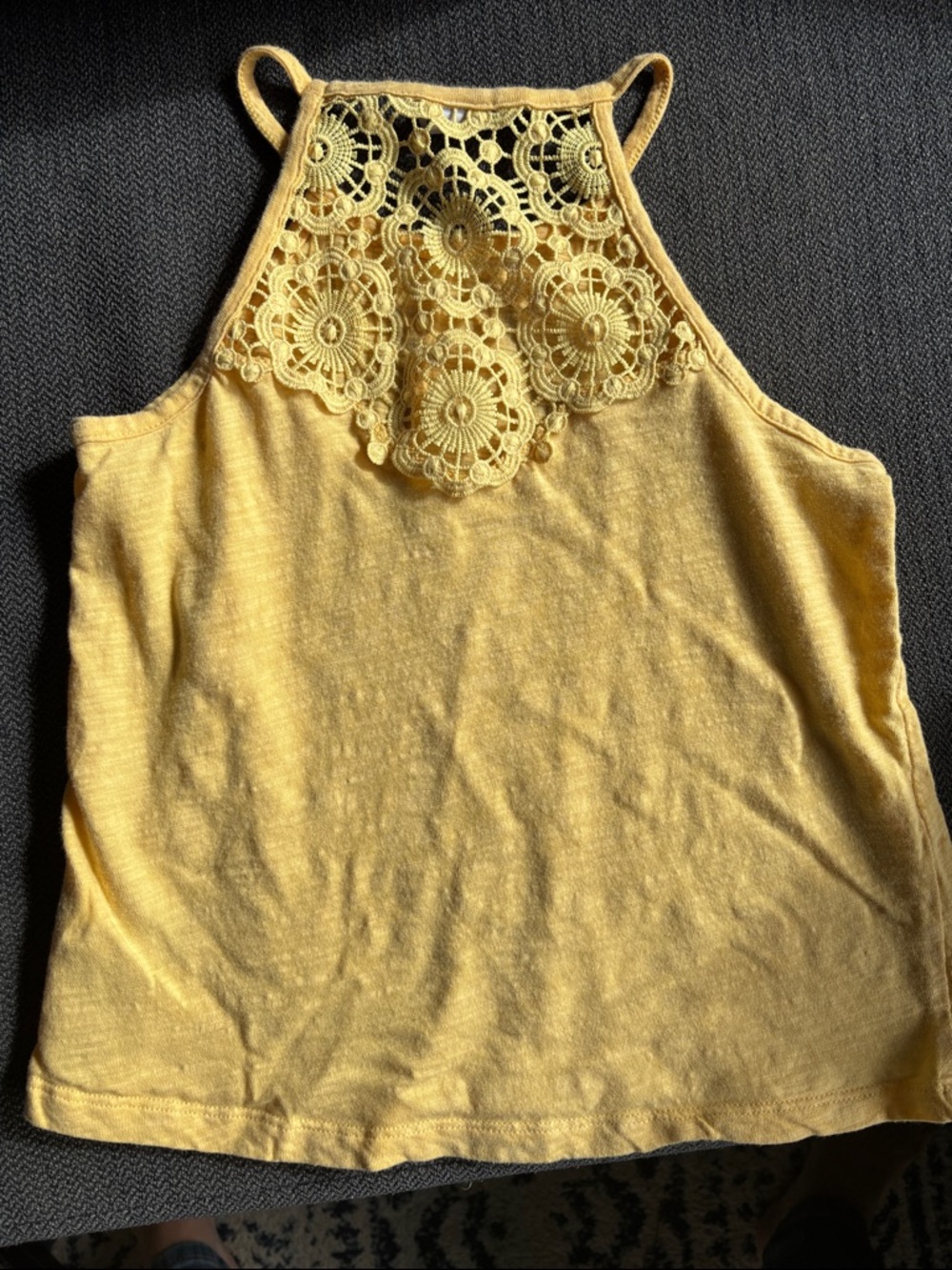 Old Navy Yellow Crochet Halter Tank